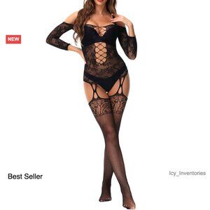 Sexy Fishnet Bodystocking One Piece Babydoll Lingerie Plus Size Stretchy Mesh